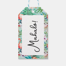 Etiqueta de Favor do Mahalo | Flamingos e Palmas
