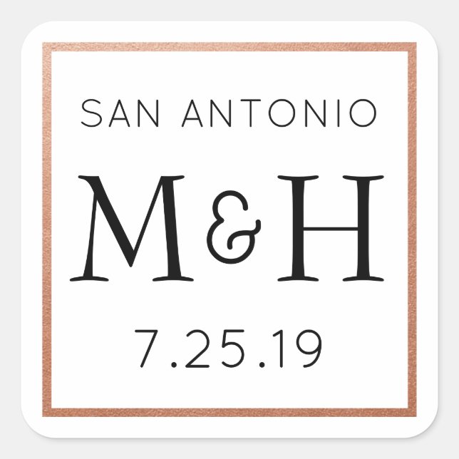 Etiqueta de Favor do Vinheta de Casamento Monogram (Frente)