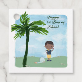 Etiqueta de Favor Escolar para Menino no Dia da ru