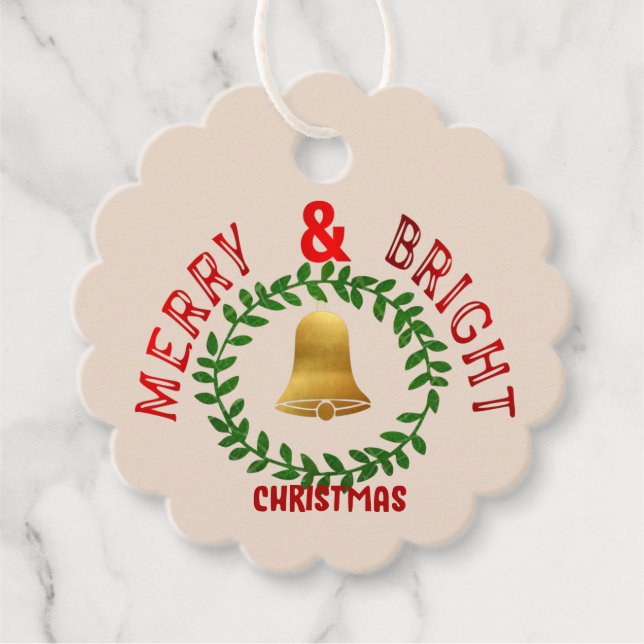 Etiqueta de Favor Merry & Bright (Frente)