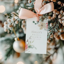 Etiqueta de Favor para Chá de Noiva de Natal | Fre