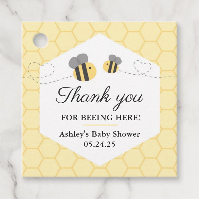 Etiqueta de Favorito ao Chá de fraldas Bumblebee (Frente)