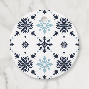 Etiqueta de favorito do floco de neve azul e branc