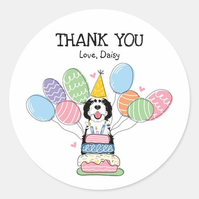 Etiqueta de Favoritos de Sheepadoodle Preto e Bran (Frente)