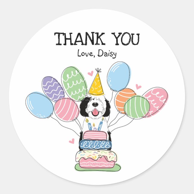 Etiqueta de Favoritos de Sheepadoodle Preto e Bran (Frente)