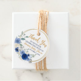 Etiqueta de Favoritos Floral e Dourada Azul