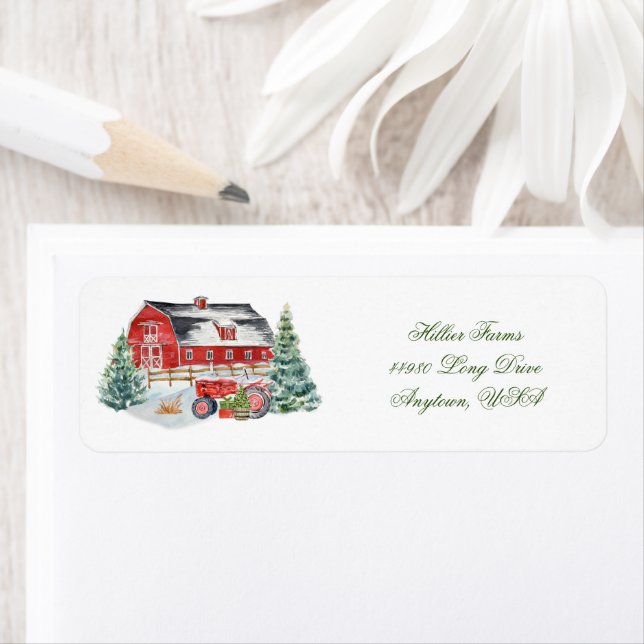 Etiqueta de Fazenda vermelha e de trator (Insitu)