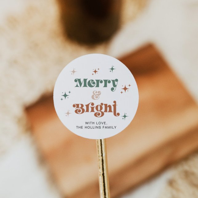 Etiqueta de Feriado do Boho Christmas Sticker Retr (Criador carregado)