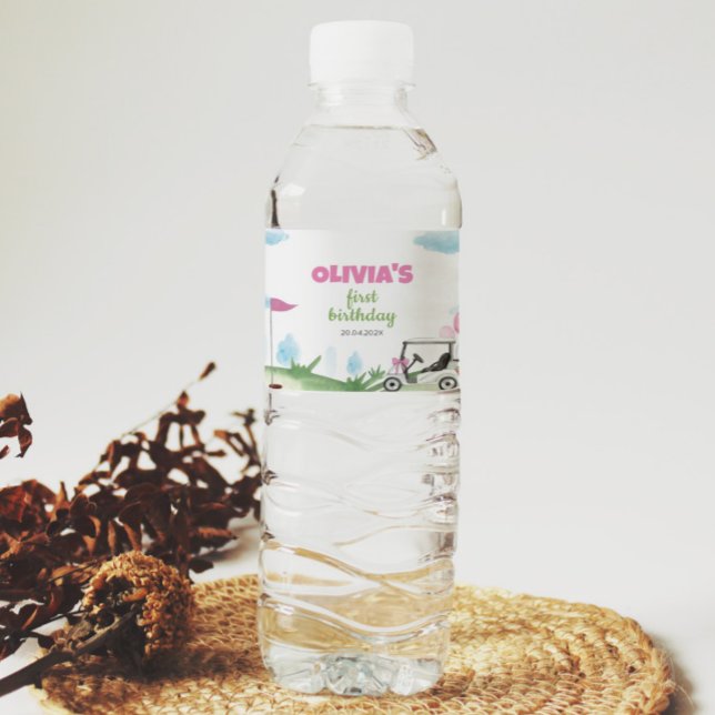 Etiqueta de Festa de aniversário de Golfe rosa (Criador carregado)