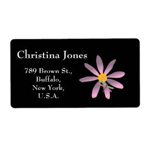 Etiqueta de Flor Rosa e Dragonfly-Sticky