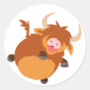 Etiqueta de flutuação bonito da vaca das montanh