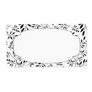 Etiqueta de Folhas Brancas e Pretas Elegantes