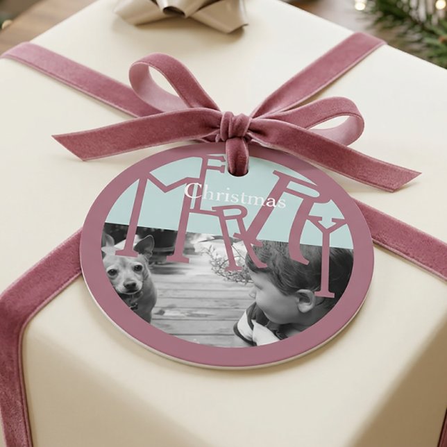 Etiqueta de Foto de Presente de Natal Moderno (Criador carregado)