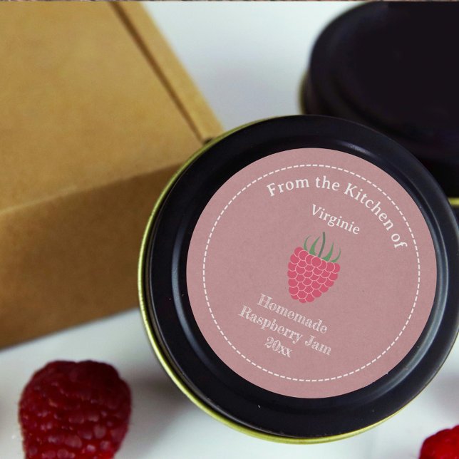 Etiqueta de Framboesa Kraft & Russo (Kraft & Rustic Raspberry Jam Label Sticker)