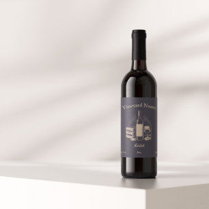 Etiqueta de Frasco de Vinho Preto e Dourado