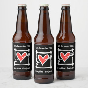 Etiqueta de Frasco Preto e Vermelho com Amor Perso