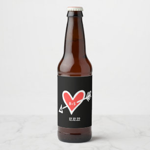 Etiqueta de Frasco Preto e Vermelho com Amor Perso