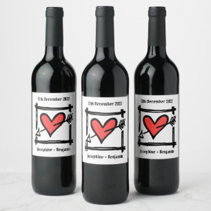 Etiqueta de Frasco Preto e Vermelho com Amor Perso