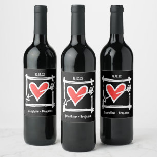 Etiqueta de Frasco Preto e Vermelho com Amor Perso
