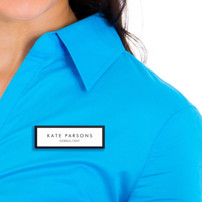 Etiqueta de Funcionário Branco Preto (Criador carregado)