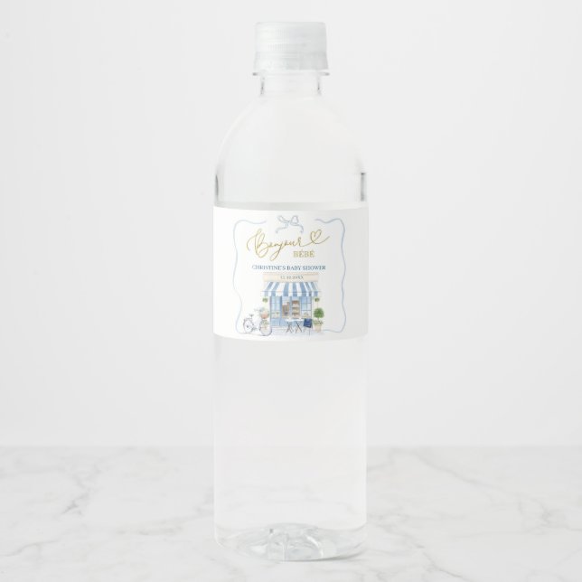 Etiqueta de Garrafa Azul Francesa de Café Coquette (Frente)