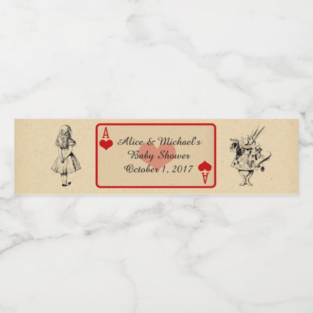 Etiqueta de Garrafa de Água chá de fraldas, Alice  (Rótulo Único)