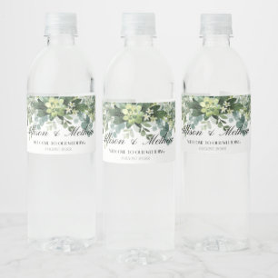 Etiqueta de Garrafa de Água de Casamento Floral Eu