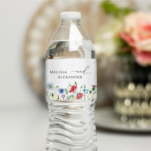 Etiqueta de Garrafa de Água Jardim Boho Flor Silve (Criador carregado)