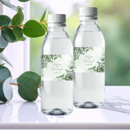 Etiqueta de Garrafa de Água para Casamento Eucalyp