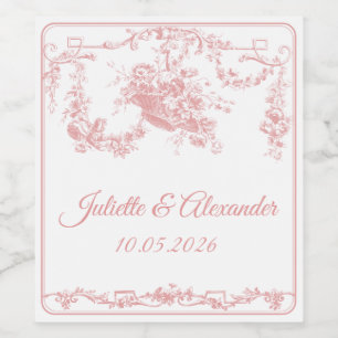 Etiqueta de Garrafa de Noiva Blush Toile de Jouy c