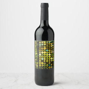 Etiqueta de Garrafa de Vinho com Lantejoulas Doura