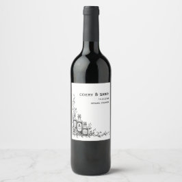 Etiqueta de Garrafa de Vinho de Casamento de Hallo