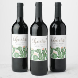 Etiqueta de garrafa de vinho de casamento suculent