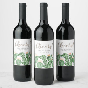 Etiqueta de garrafa de vinho de casamento suculent