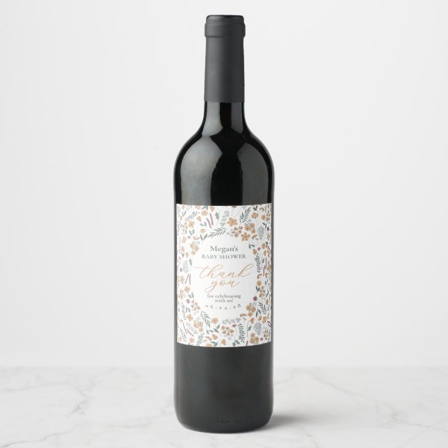 Etiqueta de Garrafa de Vinho para Chá de Bebê Wild (Frente)