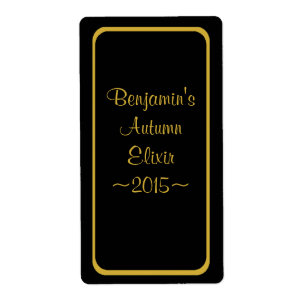 Etiqueta de Garrafa de Vinho Preto e Dourado