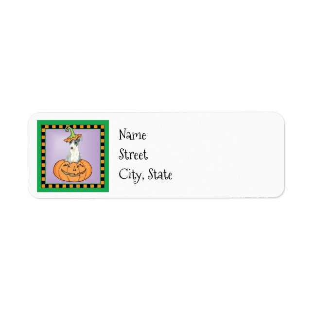 Etiqueta de Greyhound Italiano Halloween (Frente)