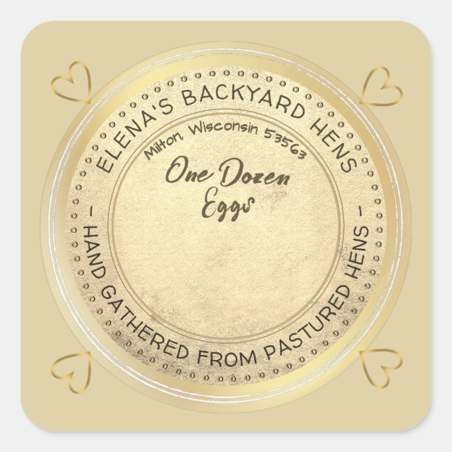 Etiqueta de Grunge Dourada para Dezenas de Ovos (Frente)