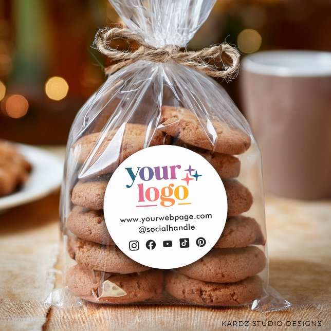 Etiqueta de ícones de mídia social personalizada d (3 inch sticker shown, personalize and choose size before checkout.)