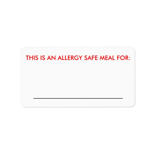 Etiqueta de identificação de Comida grande (Frente)