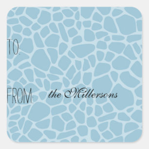 Etiqueta de Impressão de Girafa Azul