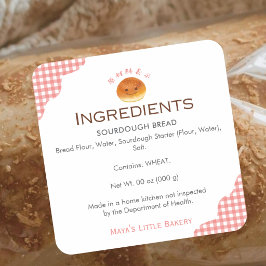 Etiqueta de Ingrediente de Pão Kawaii Vermelho Xad