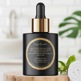 Etiqueta de Ingredientes Dourados com Lixo Preto e