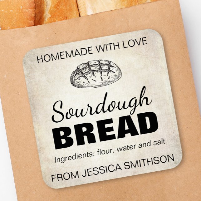 Etiqueta de Itens Caseiros de Sourdough SD01_01sqb (Criador carregado)