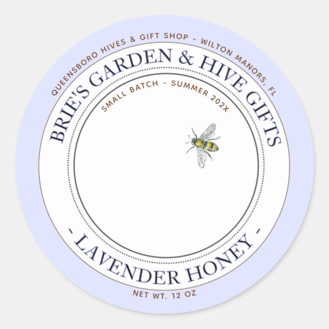 Etiqueta de Jaar de Mel de lavanda com Abelhas de  (Frente)