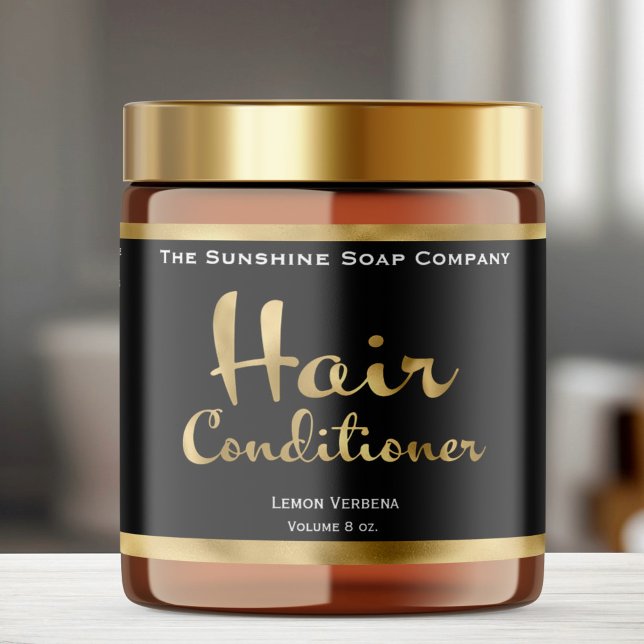 Etiqueta de Jar Condicionador de Cabelo Preto e Do (Criador carregado)