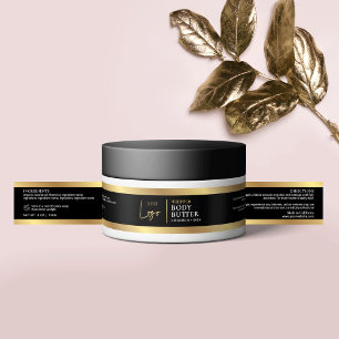 Etiqueta de Jar Cosmético Elegante Preto e Dourado