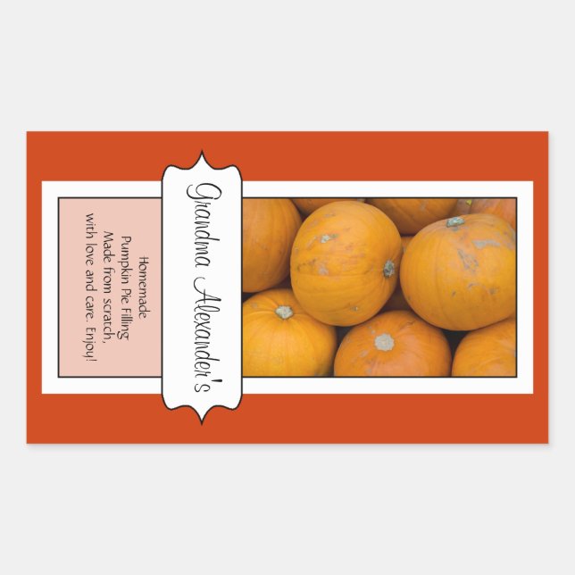 Etiqueta de Jar de Canning Personalizada, Pumpkin  (Frente)