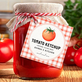 Etiqueta de Ketchup de Tomato com padrão verificad
