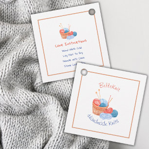 Etiqueta de Knit Care artesanal e etiqueta de trav